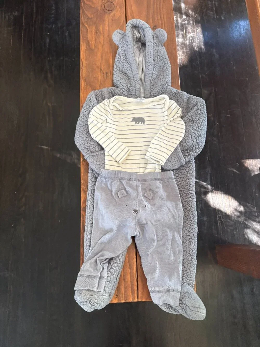 Carter’s Baby Bear 3-Piece Outfit Sherpa Hoodie Bodysuit Pants 6 months